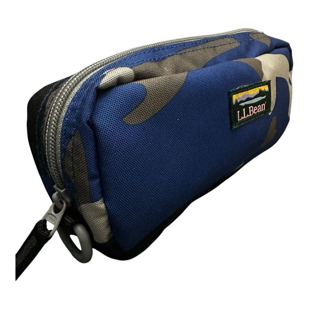 L.L.Bean Blue Camo Zipper Polyester Pencil Case, Cable Organizer, Pouch
